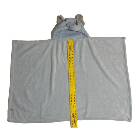 HB Hudson Baby Elephant Blue Baby Blanket Lovey Kids Security Hooded Wrap - Picture 2 of 5